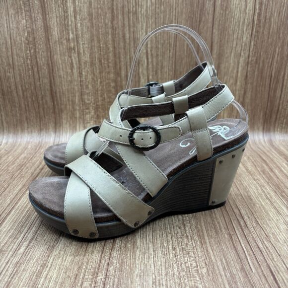 Dansko Sand Antique Frida Wedge Sandal Heel Strappy EU 39 Women’s Size 8.5-9 - Picture 4 of 8